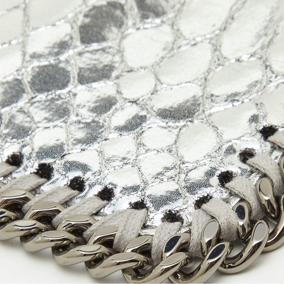 Stella McCartney Silver Python Embossed Falabella Phone Crossbody Bag W/ Box - Picture 6 of 12